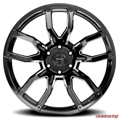 Rough Country Torque Impact Wheels 20x9 Gloss Black Milled Accents 6x135 -12mm for Ford - TW403C-20903633-12