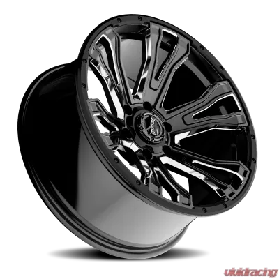 Rough Country Torque Prime Wheels 20x9 Gloss Black Milled Accent -12mm 6x5.5 Fit Chevy, Ford, GMC, Jeep, Toyota - TW407C-20908413-12