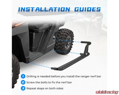 Kemimoto Ranger Nerf Bars Rock Sliders2 Ranger XP 1000 2018+ - B0101-02201BK