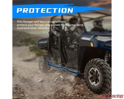 Kemimoto Nerf Bars Rock Sliders Polaris Ranger Crew XP 1000 2019+ - B0101-02301BK