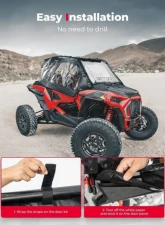 Kemimoto Soft Door / Upper Windows Water-resistant Windshield Polaris RZR XP 1000/XP 2014+                                     - B0102-02501BK - Image 5