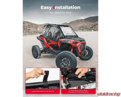 Kemimoto Soft Door / Upper Windows Water-resistant Windshield Polaris RZR XP 1000/XP 2014+ - B0102-02501BK