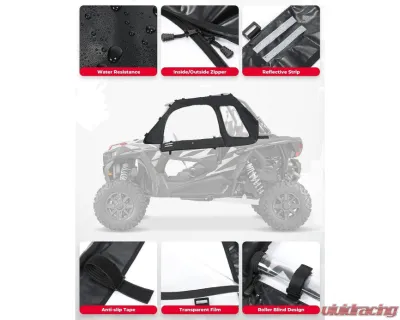 Kemimoto Soft Door / Upper Windows Water-resistant Windshield Polaris RZR XP 1000/XP 2014+ - B0102-02501BK