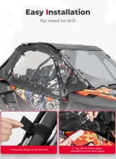Kemimoto 2 Soft Upper Doors w/ Zippers | Upper Windows Polaris RZR PRO XP 2020-2023                                     - B0102-02601BK - Image 5