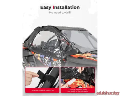 Kemimoto 2 Soft Upper Doors w/ Zippers | Upper Windows Polaris RZR PRO XP 2020-2023 - B0102-02601BK