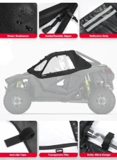 Kemimoto 2 Soft Upper Doors w/ Zippers | Upper Windows Polaris RZR PRO XP 2020-2023                                     - B0102-02601BK - Image 6