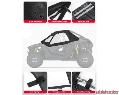 Kemimoto 2 Soft Upper Doors w/ Zippers | Upper Windows Polaris RZR PRO XP 2020-2023 - B0102-02601BK
