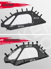 Kemimoto 2 Soft Upper Doors w/ Zippers | Upper Windows Polaris RZR PRO XP 2020-2023                                     - B0102-02601BK - Image 7