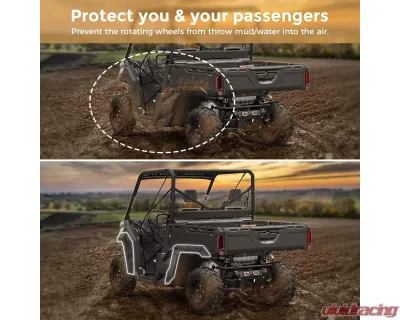 Kemimoto Fender Flare Front | Rear Extended Mud Guards Can Am Defender - B0103-01001BK