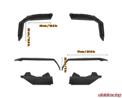 Kemimoto Fender Flare Front | Rear Extended Mud Guards Can Am Defender - B0103-01001BK
