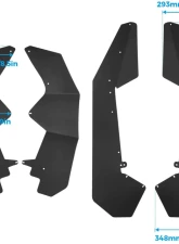 Kemimoto Fender Flares / Mud Flaps Kit Polaris RZR PRO XP 2020-2023                                     - B0103-01301BK - Image 3