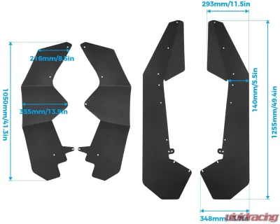 Kemimoto Fender Flares / Mud Flaps Kit Polaris RZR PRO XP 2020-2023 - B0103-01301BK
