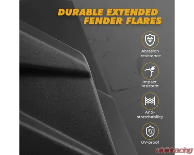 Kemimoto Rear Fender Flares Extended Full Mud Guards Polaris RZR - B0103-02401BK