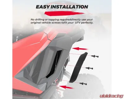 Kemimoto 2 Piece Fender Flare Set / Heavy-Duty Rear Fender FlaresPolaris RZR PRO R 2022-2023 - B0103-03301BK