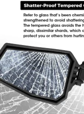Kemimoto Color Side Rear View Mirror1.75" UTV Roll Bar Kawasaki 3000 / 600 Series Mule                                     - B0106-01101BK-KWS - Image 6