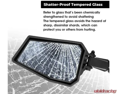 Kemimoto Color Side Rear View Mirror1.75" UTV Roll Bar Kawasaki 3000 / 600 Series Mule - B0106-01101BK-KWS