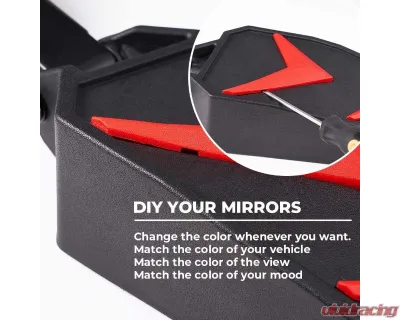 Kemimoto Color Side Rear View Mirror1.75" UTV Roll Bar Kawasaki 3000 / 600 Series Mule - B0106-01101BK-KWS