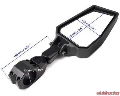 Kemimoto Color Side Rear View Mirror1.75" UTV Roll Bar Kawasaki 3000 / 600 Series Mule - B0106-01101BK-KWS