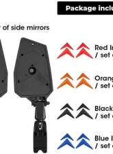 Kemimoto Color Side Rear View Mirror1.75" UTV Roll Bar Kawasaki 3000 / 600 Series Mule                                     - B0106-01101BK-KWS - Image 10