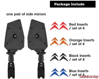 Kemimoto Color Side Rear View Mirror1.75" UTV Roll Bar Kawasaki 3000 / 600 Series Mule - B0106-01101BK-KWS
