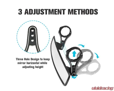 Kemimoto UTV Mirror w/ ShatterProof Tempered Glass | 1.75" Clamp Polaris RZR - B0106-01601