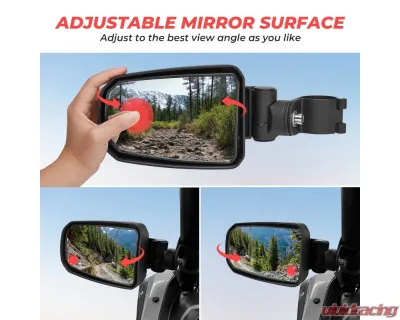 Kemimoto Adjustable Side View Convex Mirror1.75" Roll Cage Honda Pioneer 1000 - B0106-01801BK-HD