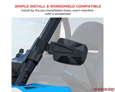 Kemimoto Adjustable Side View Convex Mirror1.75" Roll Cage Honda Pioneer 1000 - B0106-01801BK-HD