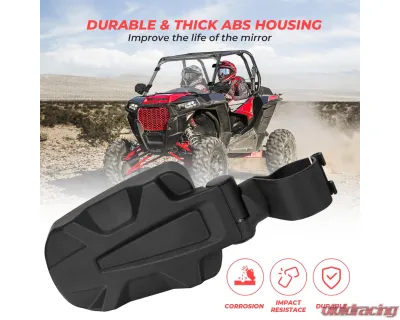 Kemimoto Adjustable Side View Convex Mirror1.75" Roll Cage Honda Pioneer 1000 - B0106-01801BK-HD