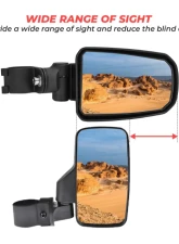 Kemimoto Adjustable Side View Convex Mirror1.75" Roll Cage Honda Pioneer 1000                                     - B0106-01801BK-HD - Image 9