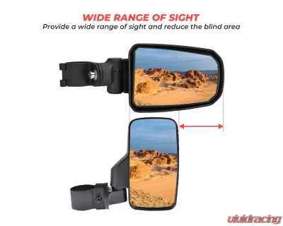 Kemimoto Adjustable Side View Convex Mirror1.75" Roll Cage Yamaha YXZ1000R / Rhino - B0106-01801BK-YMH