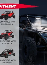 Kemimoto Aluminum Rear View Mirror w/ Light Polaris RZR 2022-2023                                     - B0106-03204BK - Image 4