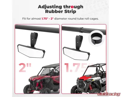 Kemimoto Upgraded 1.75"-2"Rear View Center Mirror Honda Talon 1000R / 1000X 2019-2021 - B0106-03702BK