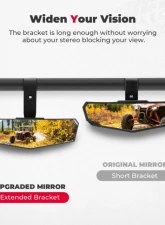 Kemimoto Upgraded 1.75"-2"Rear View Center Mirror Honda Talon 1000R / 1000X 2019-2021                                     - B0106-03702BK - Image 3