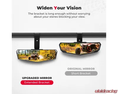 Kemimoto Upgraded 1.75"-2"Rear View Center Mirror Honda Talon 1000R / 1000X 2019-2021 - B0106-03702BK