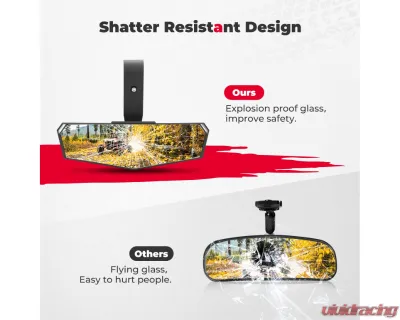 Kemimoto Upgraded 1.75"-2"Rear View Center Mirror Honda Talon 1000R / 1000X 2019-2021 - B0106-03702BK