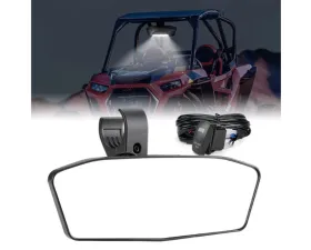 Kemimoto UTV Aluminum Center Rear View Mirror w/ LED Lights s 1.75