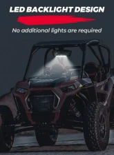 Kemimoto UTV Aluminum Center Rear View Mirror w/ LED Lights s 1.75"-2" Round Roll Bar                                     - B0106-03704BK - Image 2