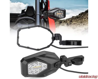 Kemimoto Mirrors w/ LED Turn Signal Lights Polaris RZR - B0106-05602BK-RZR