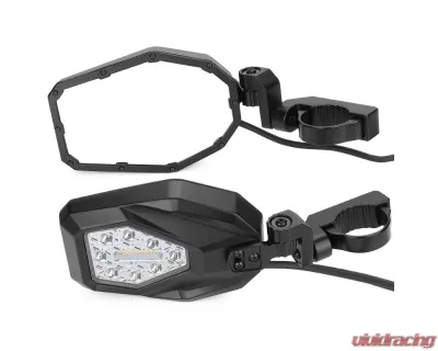 Kemimoto Mirrors w/ LED Turn Signal Lights Polaris RZR - B0106-05602BK-RZR