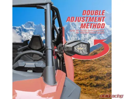 Kemimoto Mirrors w/ LED Turn Signal Lights Polaris RZR - B0106-05602BK-RZR