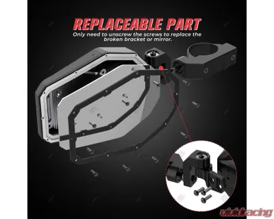 Kemimoto Mirrors w/ LED Turn Signal Lights Polaris RZR - B0106-05602BK-RZR