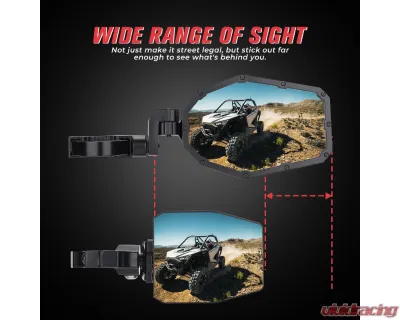 Kemimoto Mirrors w/ LED Turn Signal Lights Can-am Maverick X3 2017-2020 - B0106-05602BK-X3