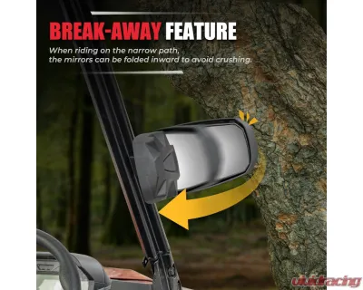 Kemimoto Side Mirrors Polaris Ranger / Can-am Defender / Maverick Trail - B0106-06201BK