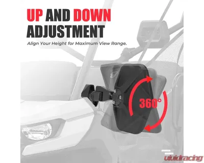 Kemimoto Side Mirrors Aluminum OE Replace #715002459 Can Am Defender - B0106-07001BK