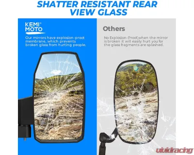 Kemimoto UTV Side Mirrors Polaris Ranger / Can-am Trail / Defender 2014-2023 - B0106-07101BK