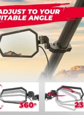 Kemimoto UTV Side Rear View Mirrors 1.75" - 2" Roll Bar                                     - B0106-08801BK - Image 8