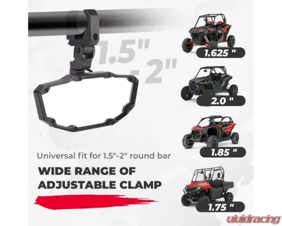 Kemimoto UTV Center Mirror / Rearview Mirror w/ Interior Lights Polaris | Can Am | Kawasaki - B0106-08902BK