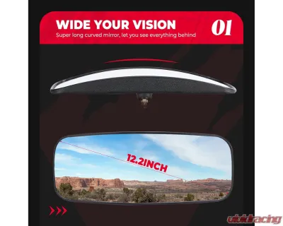 Kemimoto Rear View Mirror 1.75"-2" Roll Bar - B0106-09501BK