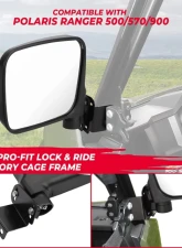 Kemimoto Side Mirrors Polaris Ranger 500 | 570 | 900                                     - B0106-10501BK - Image 2