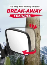 Kemimoto Side Mirrors Polaris Ranger 500 | 570 | 900                                     - B0106-10501BK - Image 3